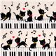 white kawaii fabric black kitty piano Japan 1