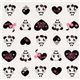white kawaii panda fabric with black hearts Japan 1
