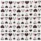 white kawaii panda fabric with black hearts Japan 2