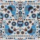 white oxford fabric with blue birds from Kokka Japan 1