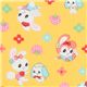 yellow Japanese fabric bunny doggy strawberry flowers 1