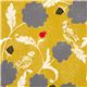 yellow echino canvas fabric Dahlia bird & flower Japan 1