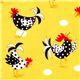 yellow fabric with chicken rooster egg Robert Kaufman 1