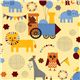 yellow fabric with circus animals locomotive Robert Kaufman 1