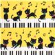 yellow kawaii fabric black kitty piano Japan 1