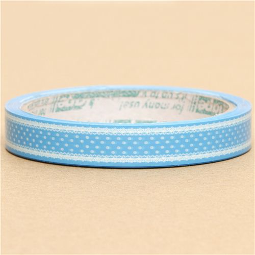 pretty blue Deco Tape with white dots Checker, Dots, Stars Deco
