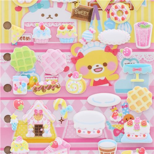 puffy stickers with kawaii colorful cake sweet treat dessert food by ...