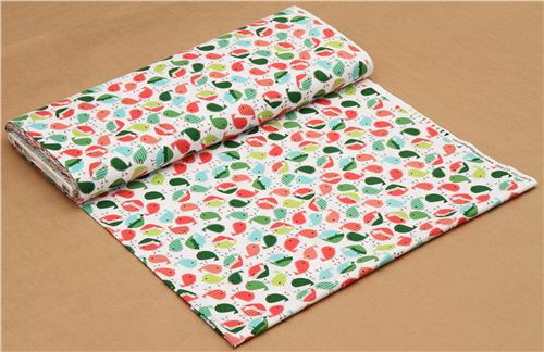  white Christmas bird fabric Robert Kaufman 3