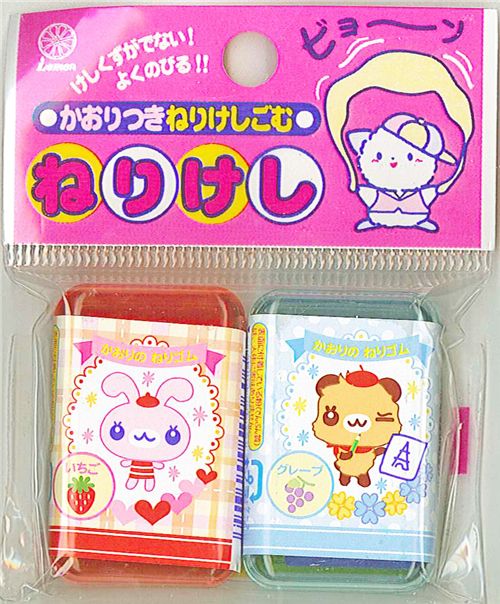 2 cute bear bunny scented erasers from Japan kawaii modeS4u
