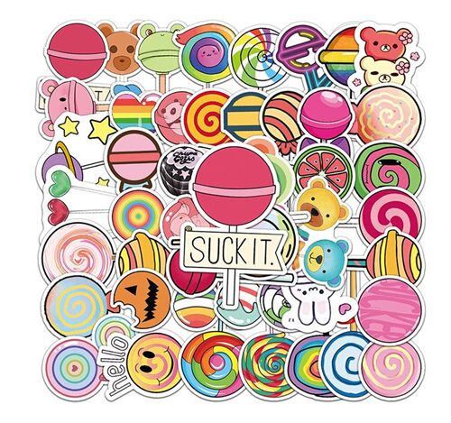 50 pcs unique lollipops sweets sticker designs confectionery diecut 4