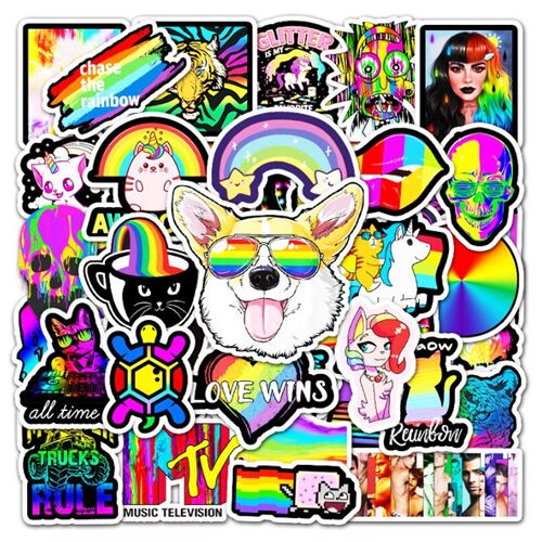 50 unique designs cool animal characters edgy rainbow diecut sticker ...