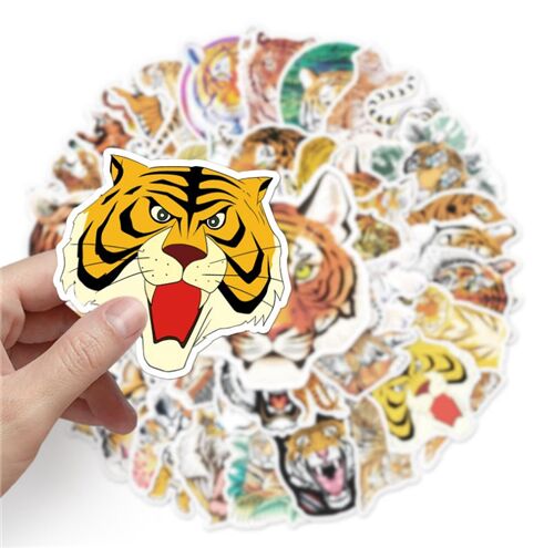 50 dise�os �nicos de tigres, personajes de animales salvajes, paquete de pegatinas troqueladas 3