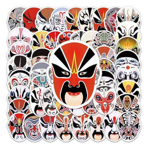 59 unique cultural designs Chinese opera masksi diecut sticker pack 4