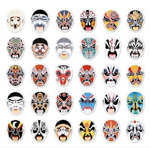 59 unique cultural designs Chinese opera masksi diecut sticker pack 6