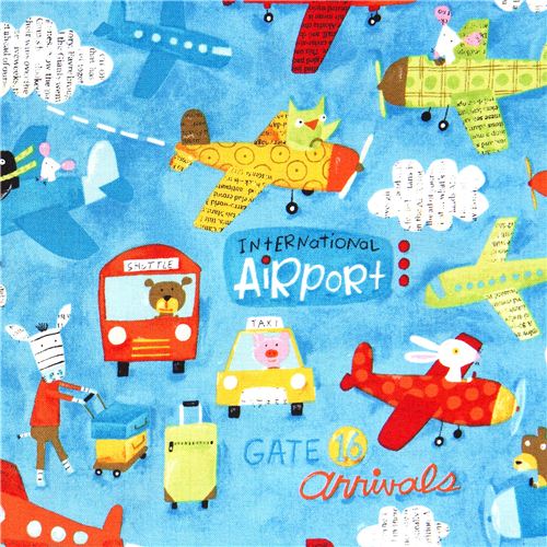 Airport airplane canvas designer fabric by Nancy Wolff 1