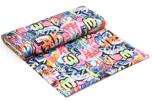 Remnant (50 x 112 cm) - Alexander Henry fabric colorful graffiti Tag Youre It 4