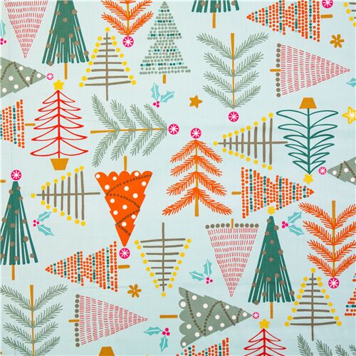 tessuto ver di cotone alberi di Natale colorati Tessuto