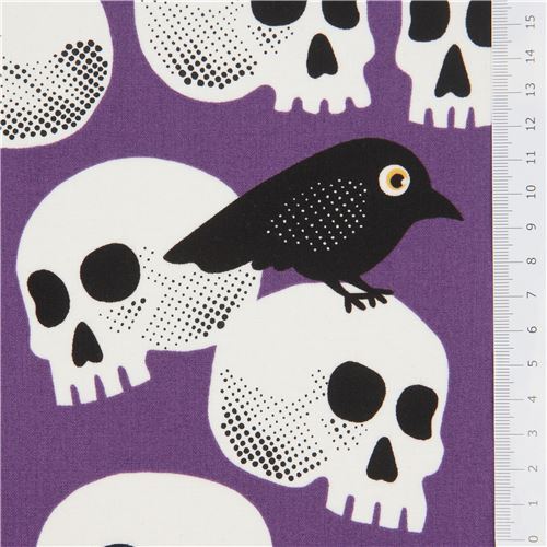Fat Quarter (50 x 56 cm) - Alexander Henry purple skull and crow fabric 2