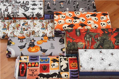 Fat Quarter (50 x 56 cm) - Alexander Henry purple skull and crow fabric 7