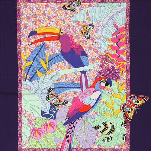 Alexander Henry tropical bird and butterfly panel fabric - modeS4u