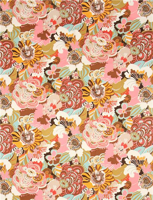 Alexander Henry wilder Blumen Stoff rosa aus den USA 2