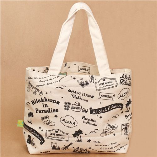 Aloha Rilakkuma Hawaii canvas linen handbag Handbags Bags