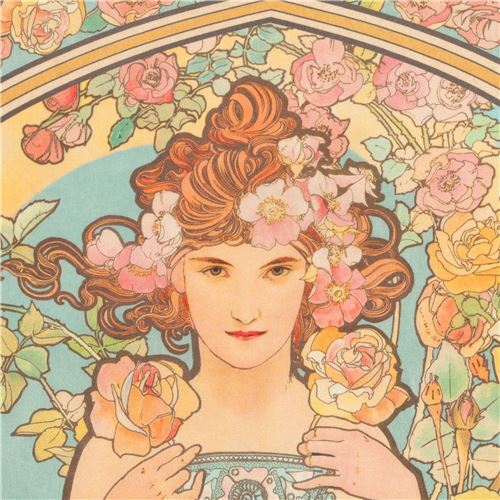 Alphonse-Mucha-The-Flowers-panel-fabric-by-Robert-Kaufman-222247-1