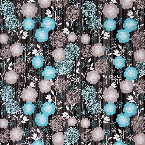 Andrea Victoria flower fabric black by Riley Blake Fabric by Riley ...