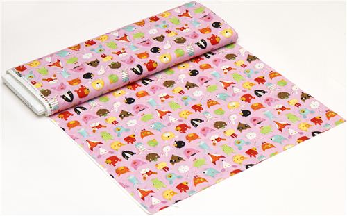 Animal heads canvas designer fabric by Nancy Wolff Kokka 3