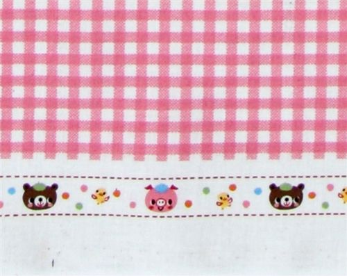 Tiere rosa karierter Kokka Stoff aus Japan kawaii 0,5m 1