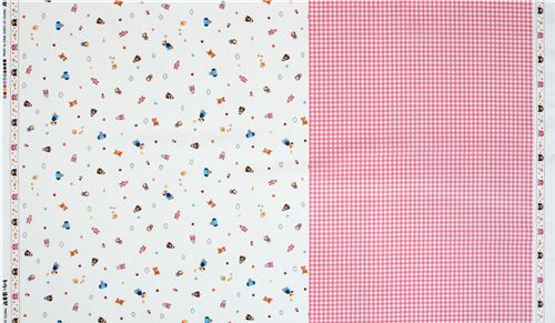 Tiere rosa karierter Kokka Stoff aus Japan kawaii 0,5m 2