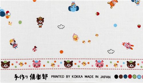 Tiere rosa karierter Kokka Stoff aus Japan kawaii 0,5m 5