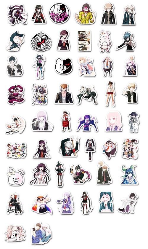 Anime sticker pack flake diecuts 50 unique designs characters manga ...