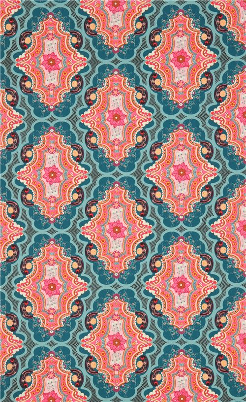 Art Gallery Fabrics green and teal ornament and flower pattern modeS4u