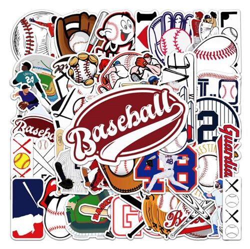 Baseball 50 diecut sticker pack unique sports designs mitt lips - modes4u