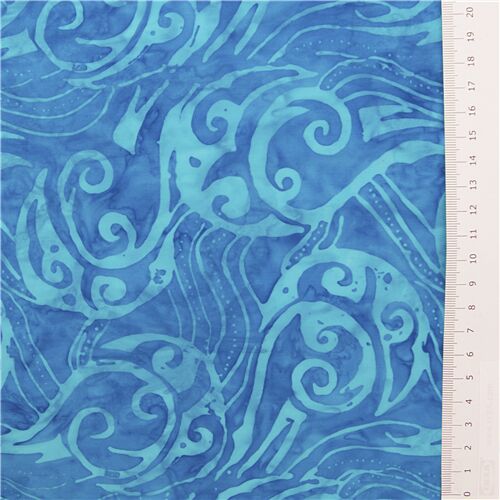 Batik Timeless Treasures fabric blue wave scrolling swirl - modeS4u