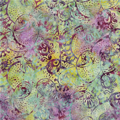 Batik Timeless Treasures fabric purple wave floral mini dot Fabric by ...