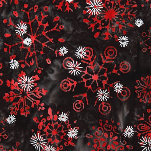 Batik snowflake fabric by Robert Kaufman with silver embellishment Fabric