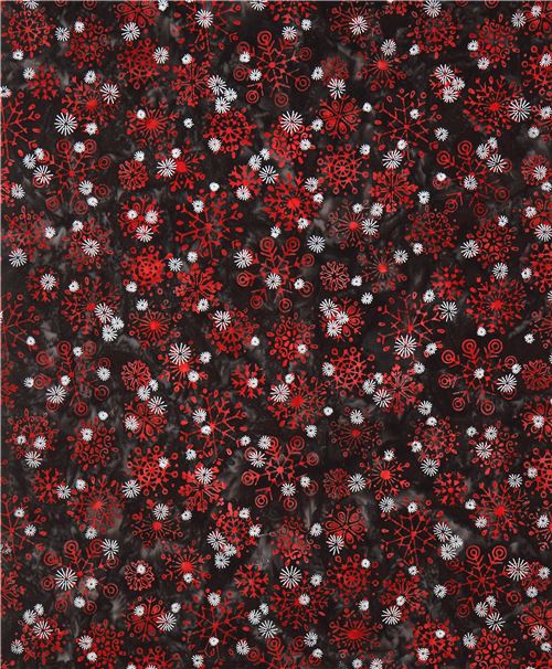 Batik snowflake fabric by Robert Kaufman with silver embellishment 3