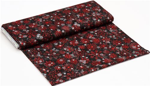 Batik snowflake fabric by Robert Kaufman with silver embellishment 5