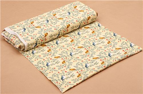 Birds and Branches Cream bird branch birch knit organic fabric from the USA 3