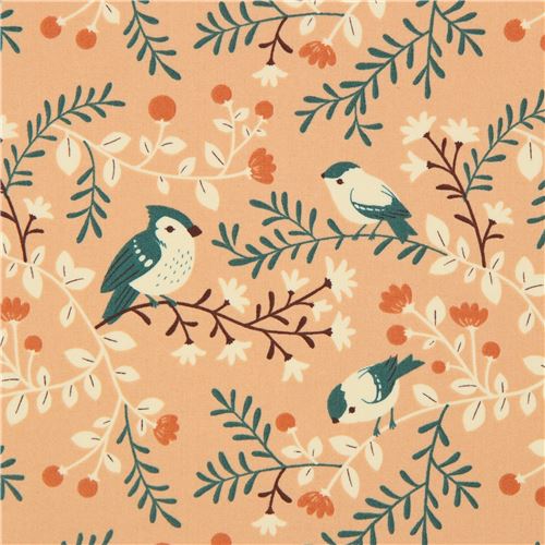 Birds and Branches bird branch birch organic fabric from the USA Fabric