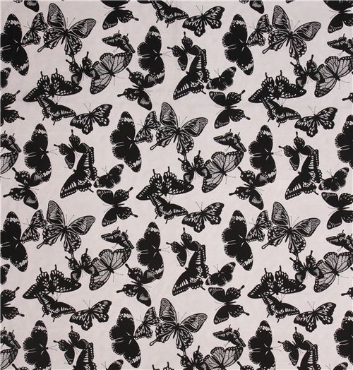Black And White Collection butterfly animal net fabric Smoke by Robert Kaufman 3
