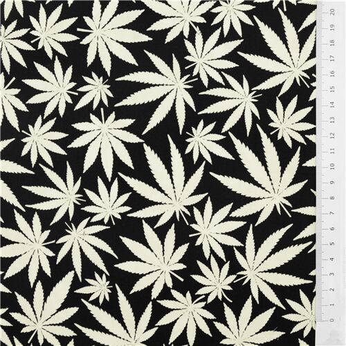 Black Timeless Treasures leaves glow in the dark fabric - modeS4u