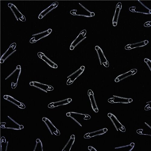 Just Pin It Black White Safety Pins Fabric by Michael Miller - modeS4u