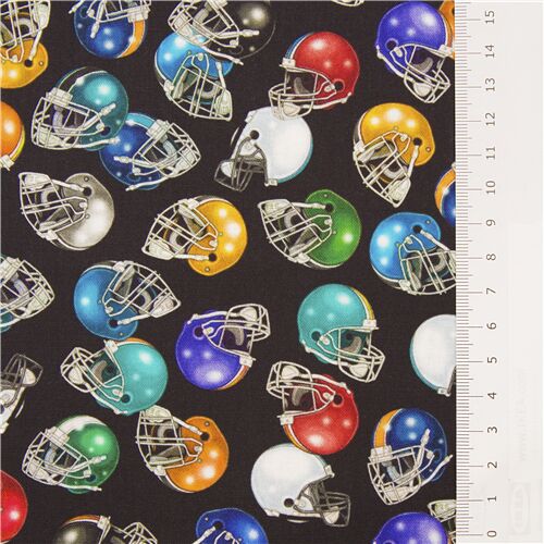 Black fabric with tumbling football 