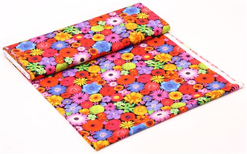 Bloominescent colorful flowers Poplin fabric Robert Kaufman 3