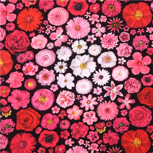 Bloominescent pink flowers Poplin fabric Robert Kaufman 1