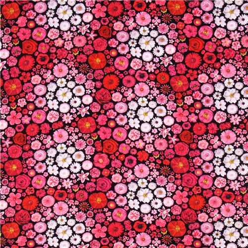 Bloominescent pink flowers Poplin fabric Robert Kaufman 2