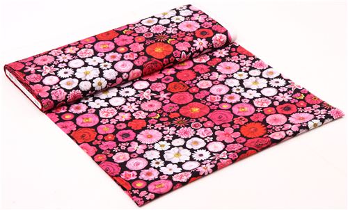 Bloominescent pink flowers Poplin fabric Robert Kaufman 3